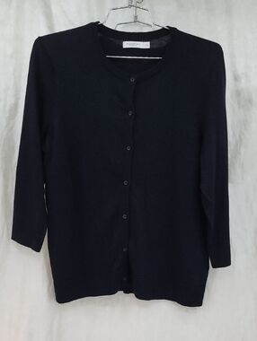 Black Button-Up Crewneck Cardigan Essentials Womens size medium